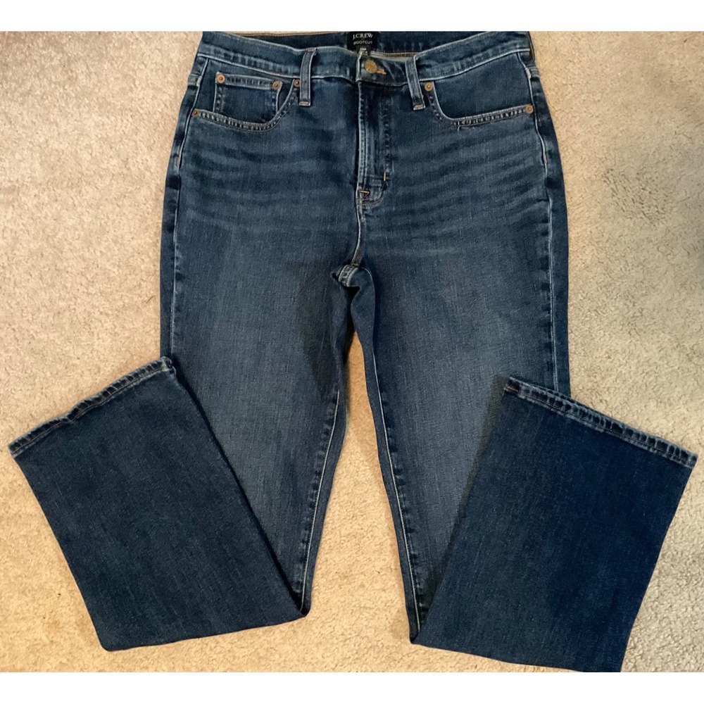 J. CREW 28P BOOTCUT JEANS DARK WASH STRETCH INSEAM 28
